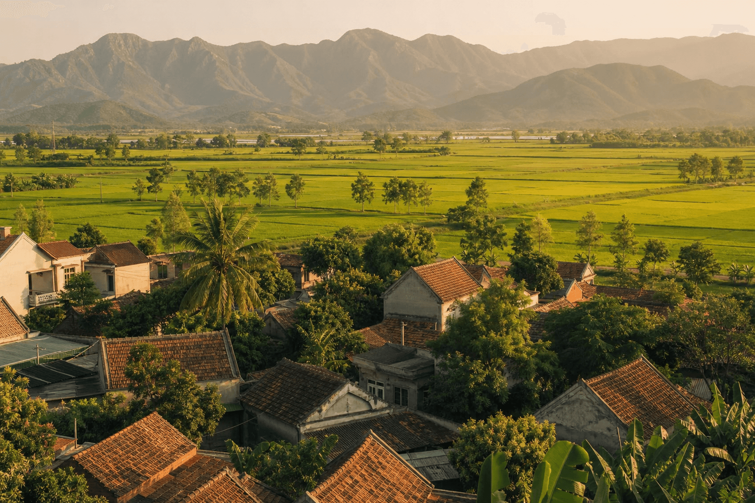 Làng quê dưới chân núi ở Diễn Châu